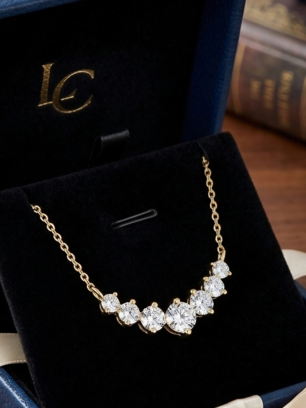 Moissanite 1.7 CTW Smile Necklace - Gold